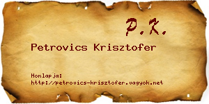 Petrovics Krisztofer névjegykártya